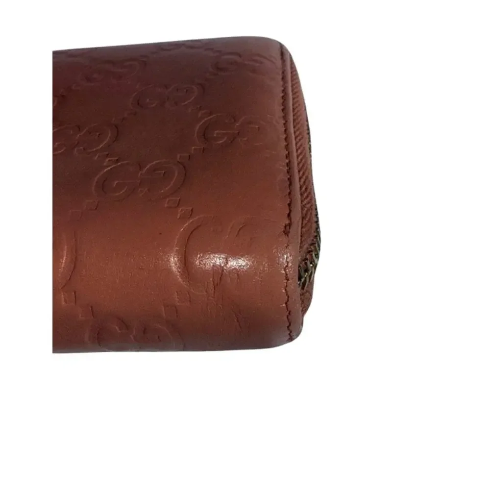 Gucci Guccissima Zip Around Wallet in Mauve Pink